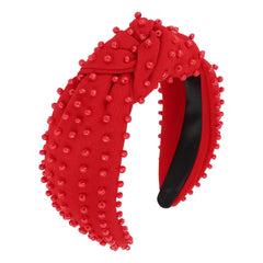 YISSION red beaded headband front view showing festive style and bold look