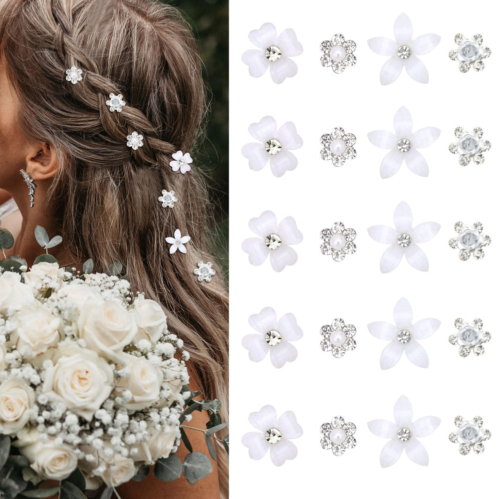 YISSION front packaging showing 20 white floral clips and an elegant presentation