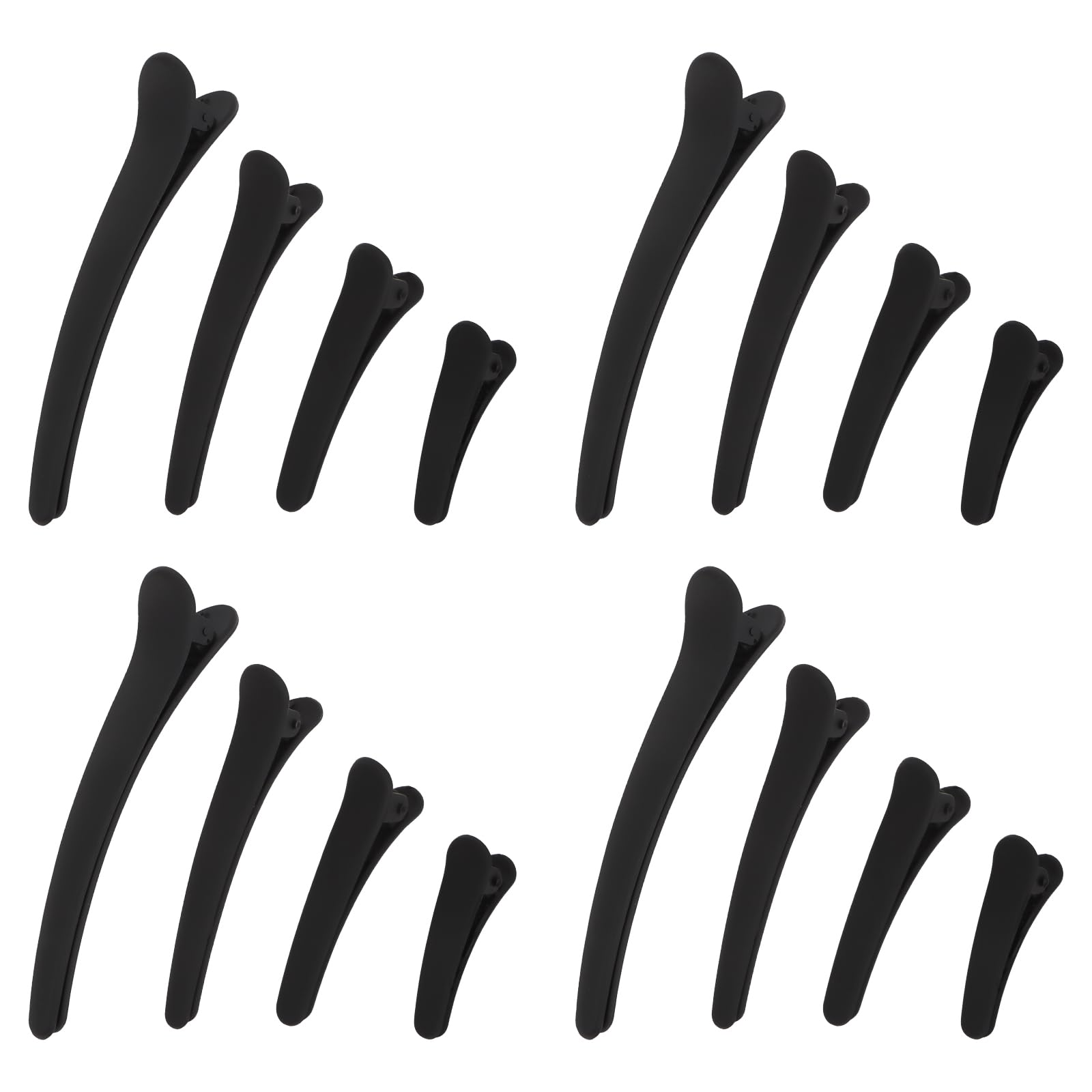 YISSION front view of 16 black alligator clips showing matte finish and pack benefit