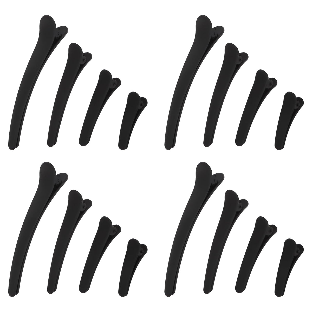 YISSION front view of 16 black alligator clips showing matte finish and pack benefit