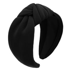 YISSION front view of black knotted headband showing clean silhouette and style benefit