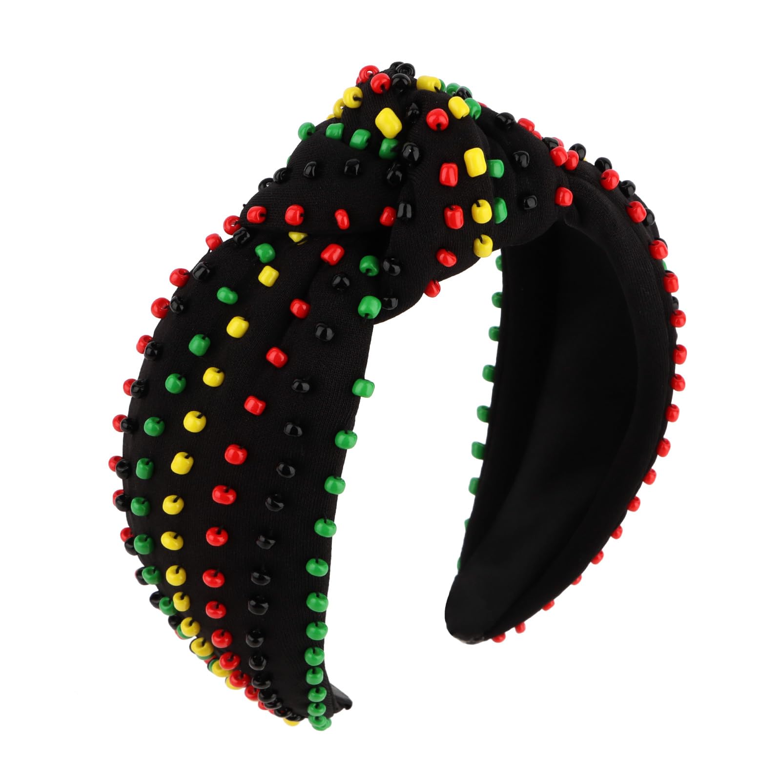YISSION front view showing colorful beaded headband, vibrant event-ready accessory