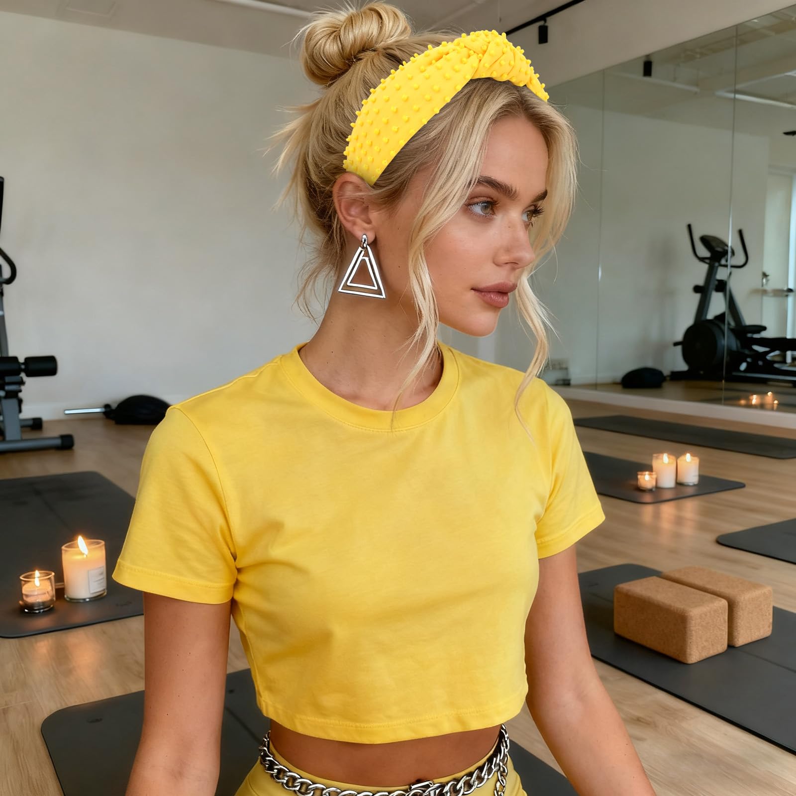 YISSION side profile of knotted top showing height and stylish silhouette benefit