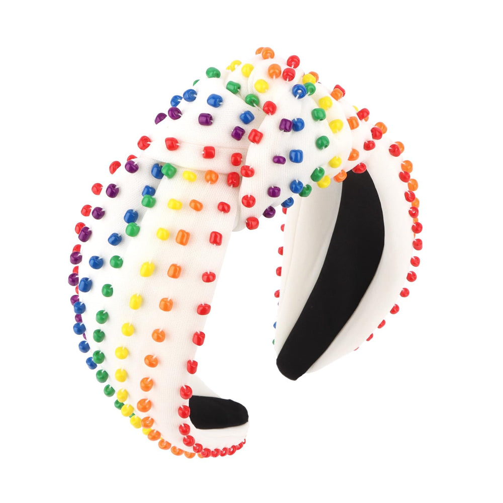 YISSION front view showing rainbow bead pattern and bold colorful statement