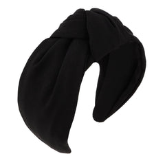 YISSION front view of wide black knot headband shows neat coverage and versatile style