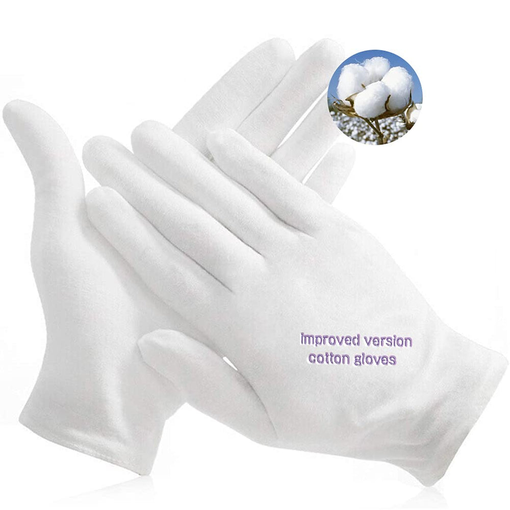 YITIAOYU front pack view showing all 24 white cotton gloves, storage convenience