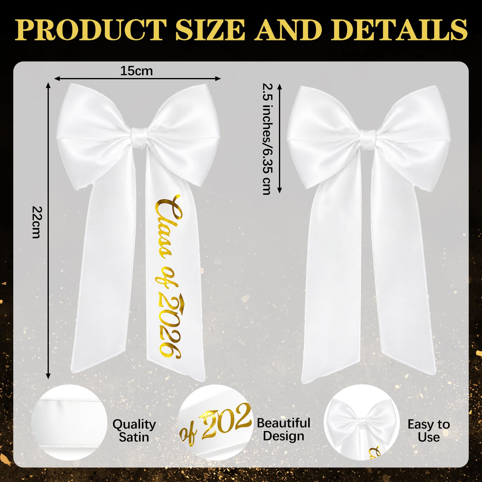 YIXAXKAO close-up of gold embroidered "Class of 2026" for clear contrast