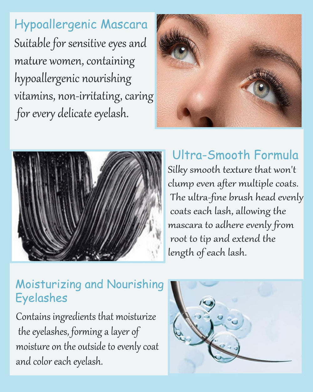 YizanYan mascara texture swatch demonstrates smooth, non-clumping finish