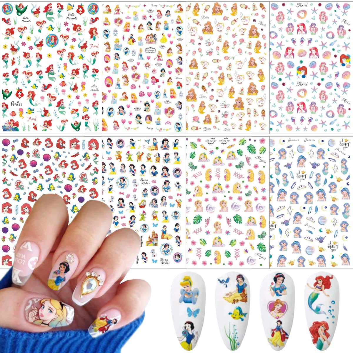 yklwnn front packaging showing all eight sheets and playful mermaid theme for variety