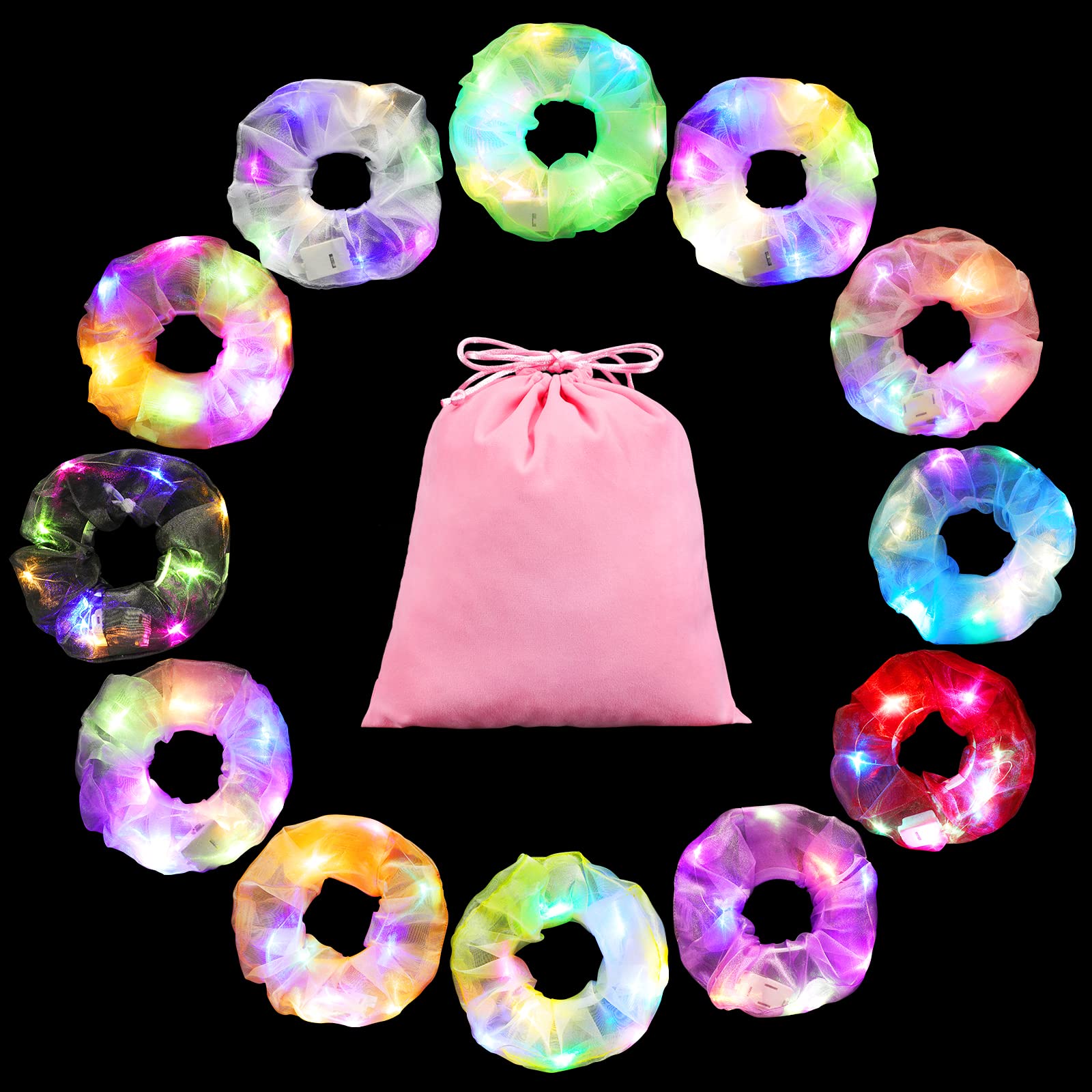 YL Mainland scrunchies glowing at party, fun accessory for events
