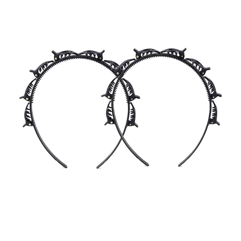 YLiiii front view of black headband clips showing compact packaging and convenience