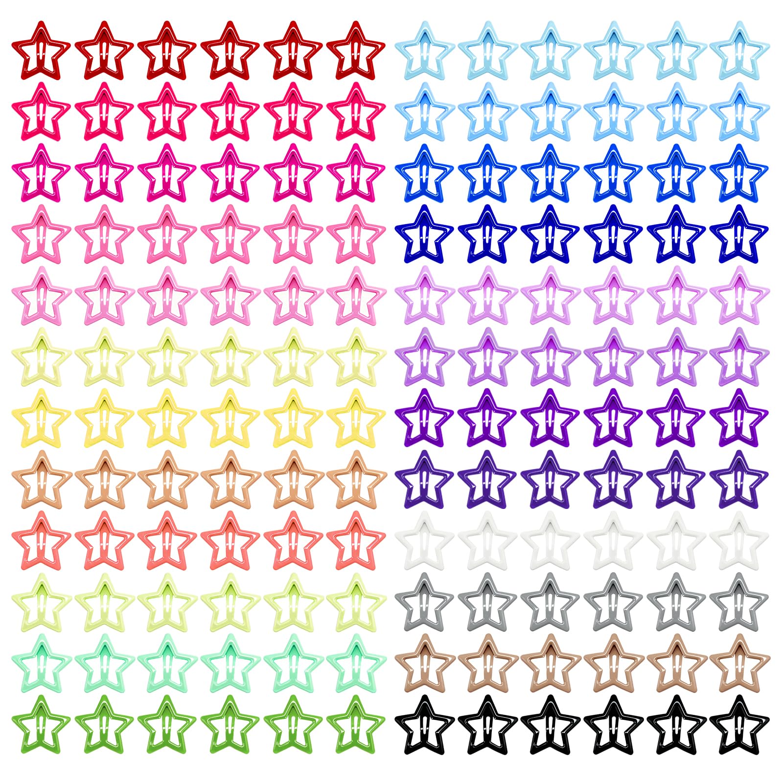 YLMUSU front packaging showing full 144-piece star clip set and convenience