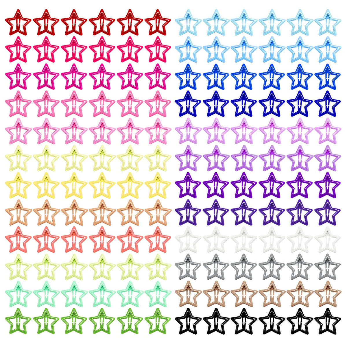 YLMUSU front packaging showing full 144-piece star clip set and convenience