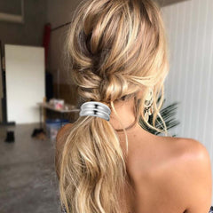 Ymapinc bun hairstyle lifestyle shot pairing accessory with outfit