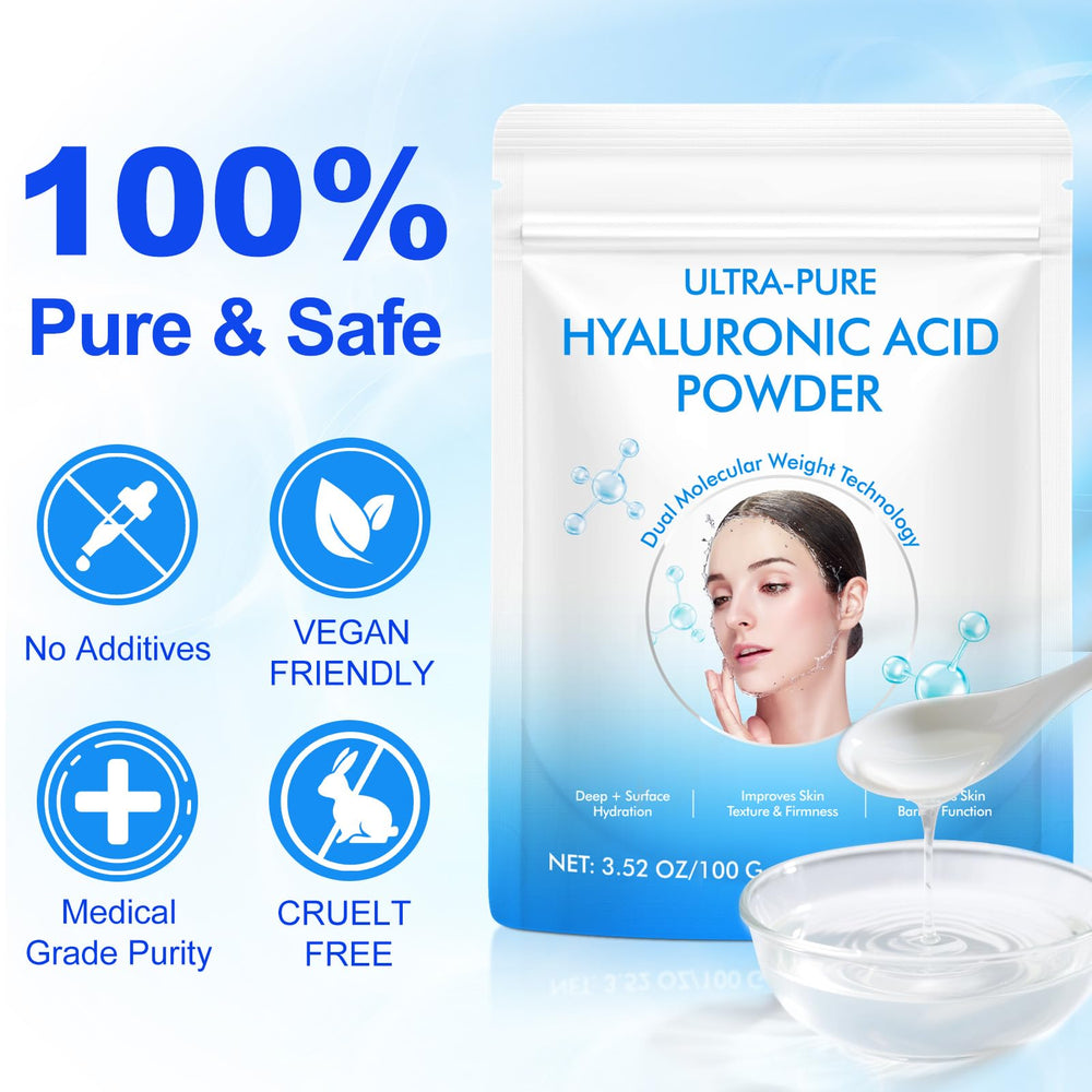 YMFGPFYL label and ingredient list close-up showing 100% pure HA transparency benefit