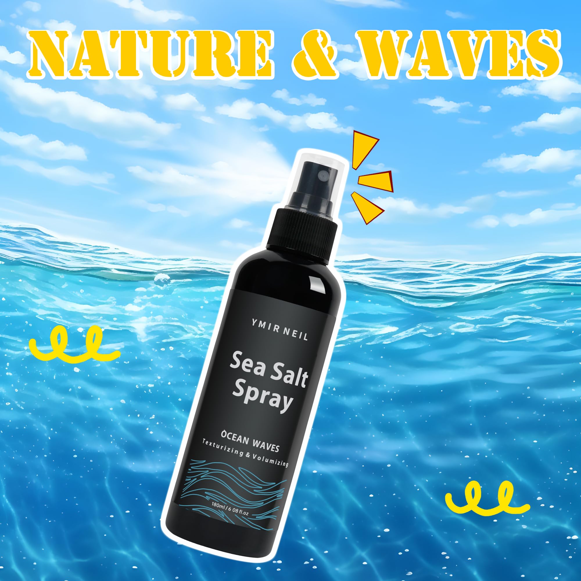 YMIR NEIL ingredients display: sea salt, castor oil, kaolin for hydration