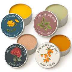 YOCMIPS front packaging showing the four-piece acne balm set for gentle care