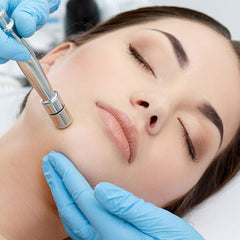 Yofuly being used on a cheek illustrating targeted exfoliation and cleansing