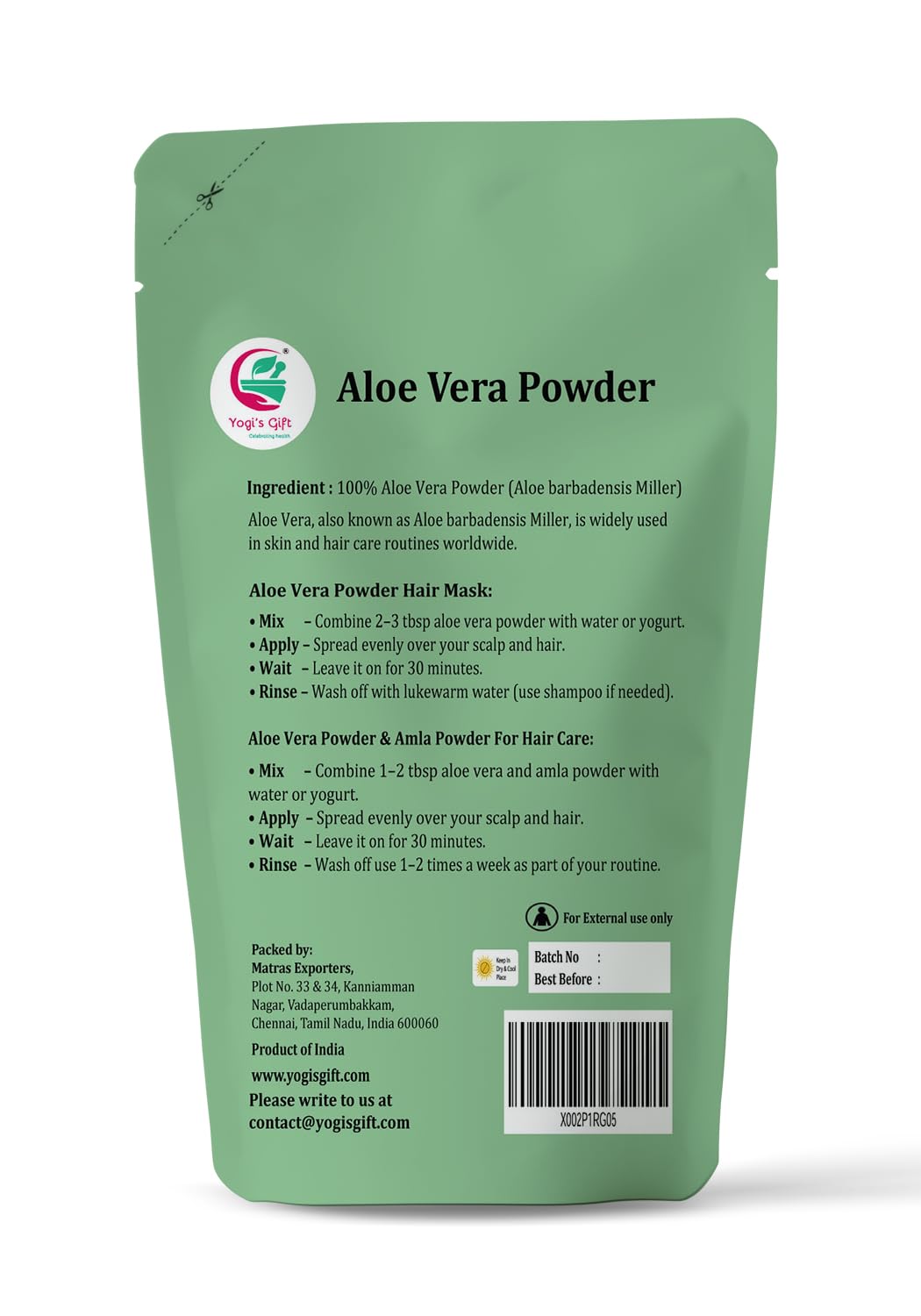 YOGI’S GIFT fine aloe powder texture close-up demonstrating easy blending benefit