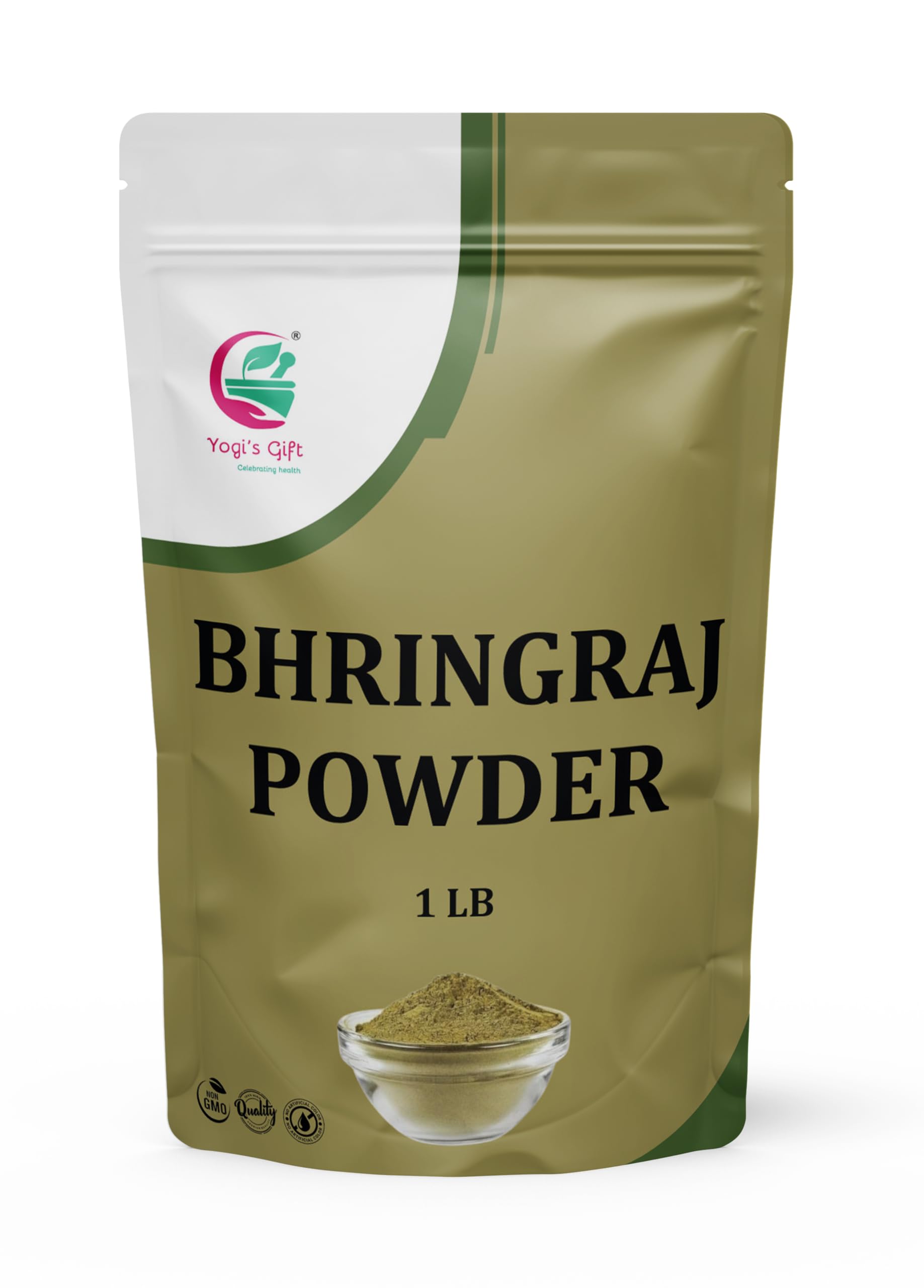YOGI’S GIFT front packaging of 1 lb bhringraj powder showing label and net weight