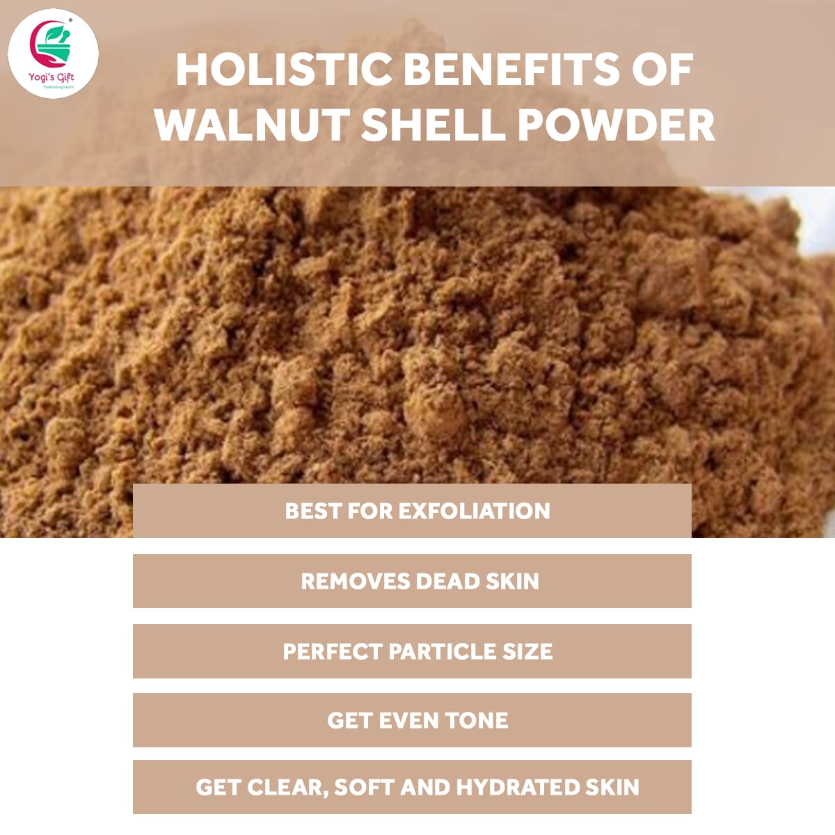 YOGI’S GIFT honey and walnut powder face scrub paste demonstrating smooth glow
