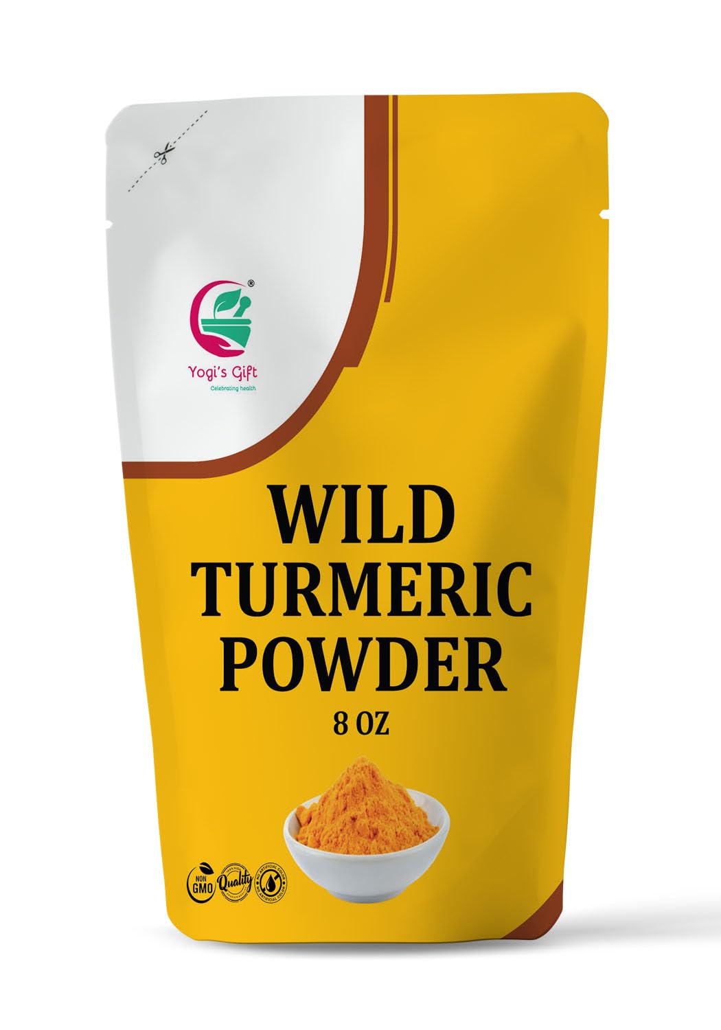 YOGI’S GIFT front packaging showing wild turmeric jar and clear labeling, promotes confident purchase