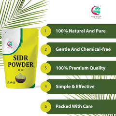 YOGI’S GIFT Sidr powder in a bathroom setting for at-home use benefits