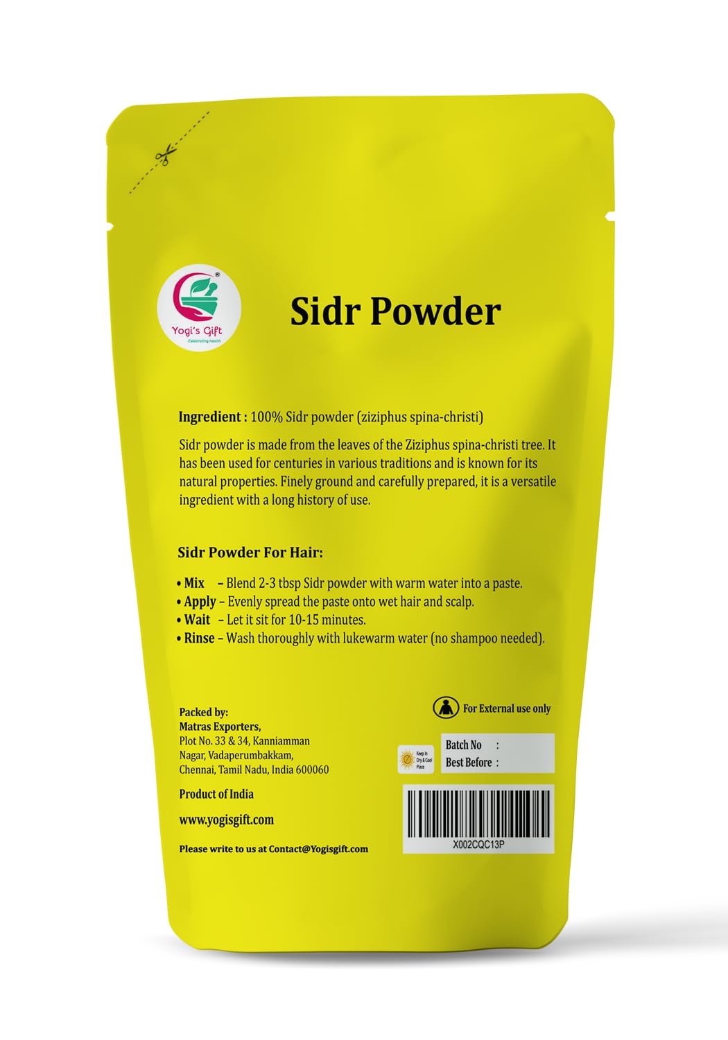 YOGI’S GIFT close-up of Sidr powder texture highlighting purity