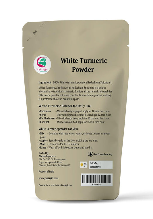 YOGI’S GIFT close-up of white turmeric powder texture illustrating fine grind