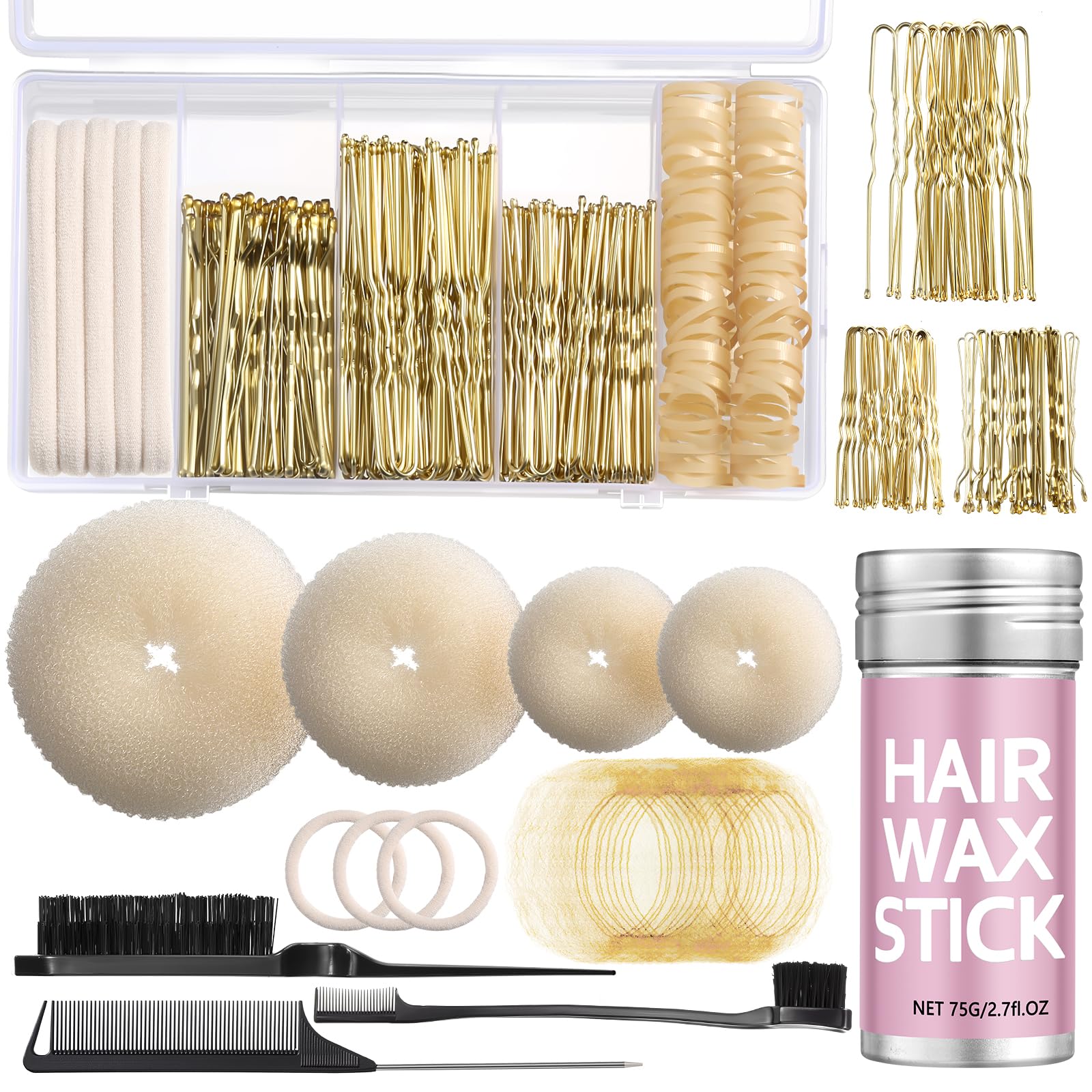 Yogode front view of complete bun maker kit showing contents and organization benefit