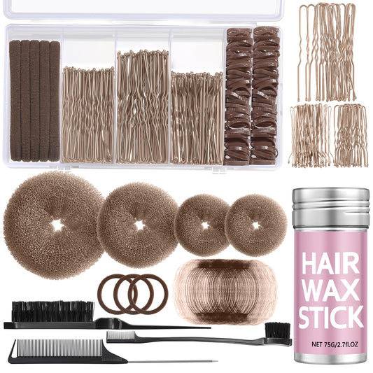 Yogode front view of complete bun maker set showing included tools and tan color benefit