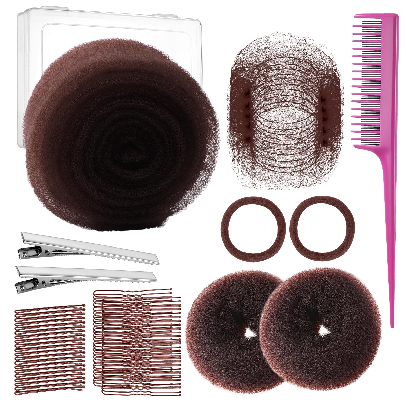 Yogode front packaging of dark brown updo kit showing included items and neat presentation