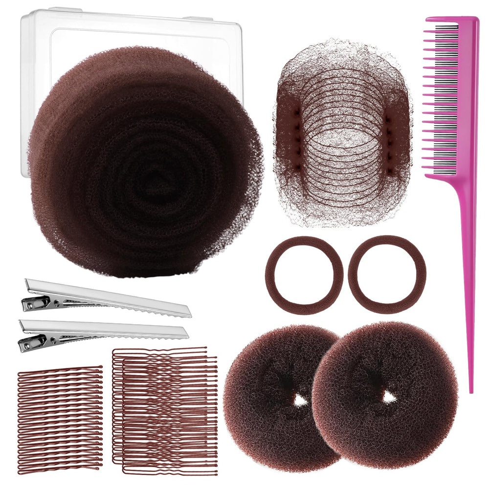 Yogode front packaging of dark brown updo kit showing included items and neat presentation