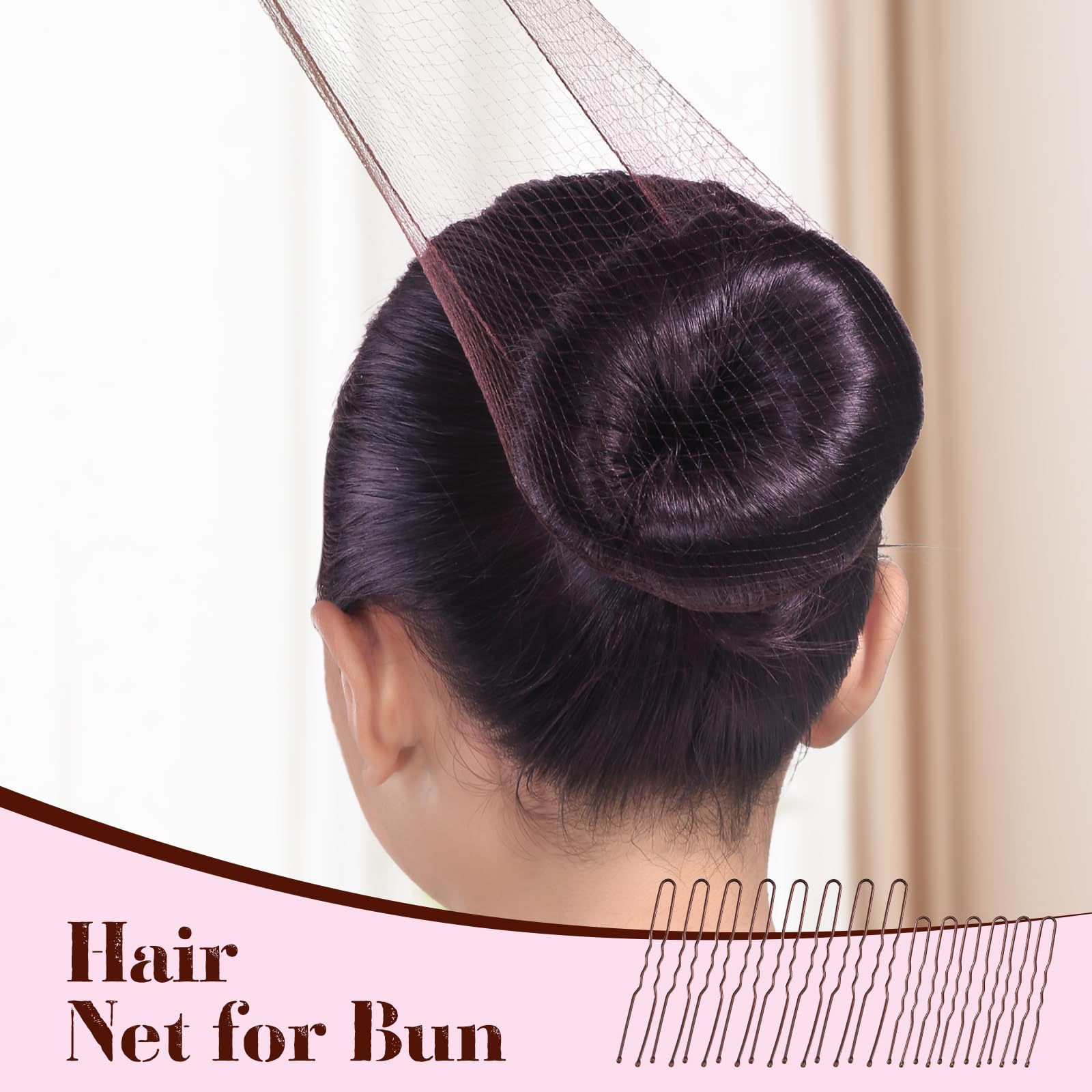 Yogode hair nets and pins arranged in boxes for organized, quick access