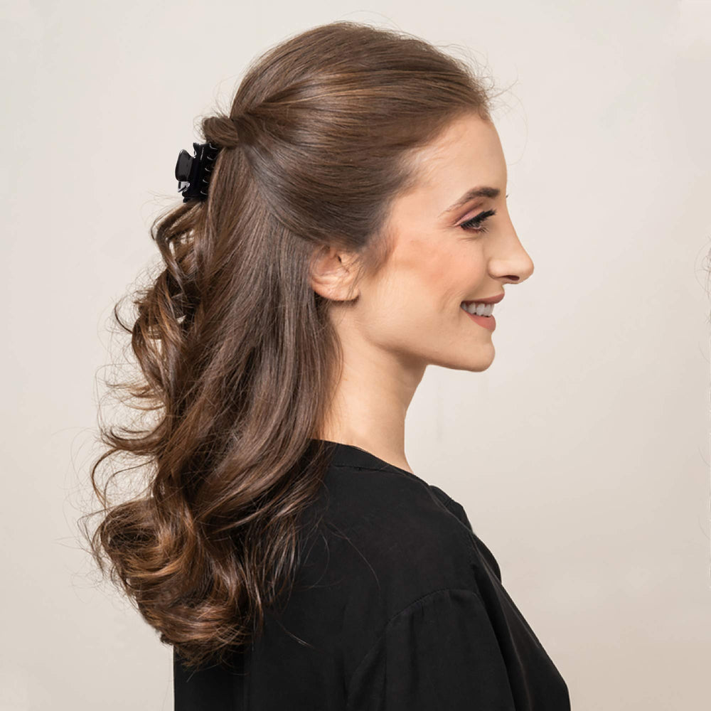 YOHAMA black and brown clips together illustrating discreet color matching