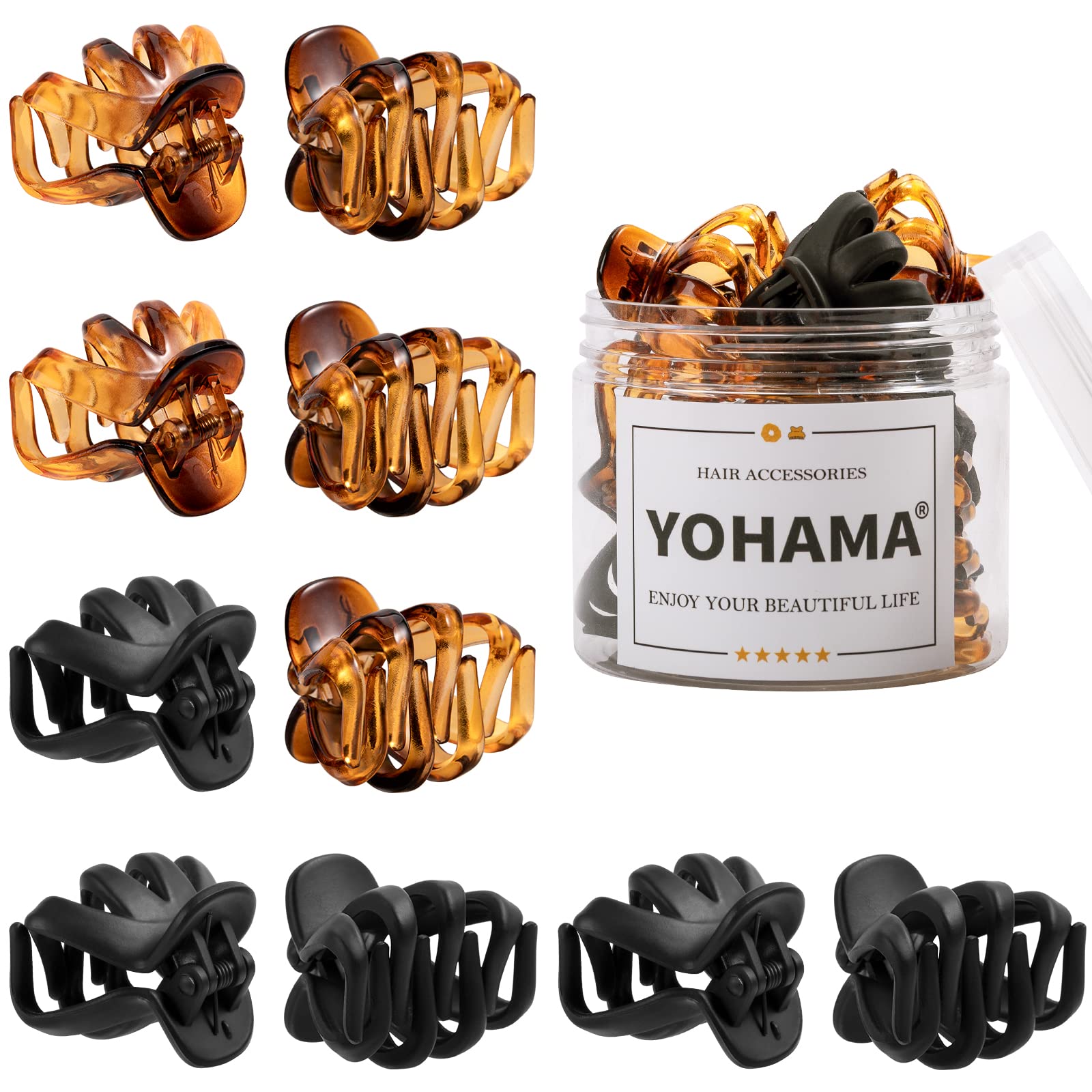 YOHAMA front packaging showing ten compact clips and tidy box — organized storage benefit