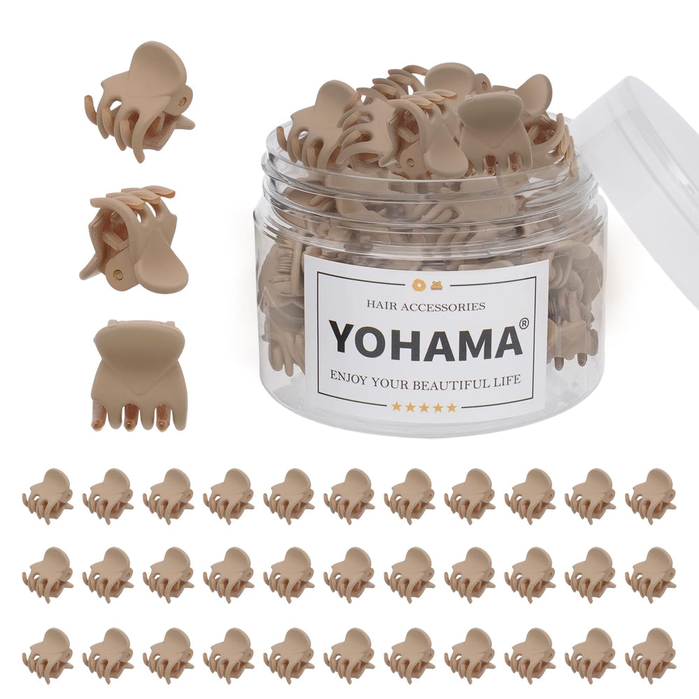 YOHAMA front packaging showing 36 khaki mini clips and sturdy box benefit organization