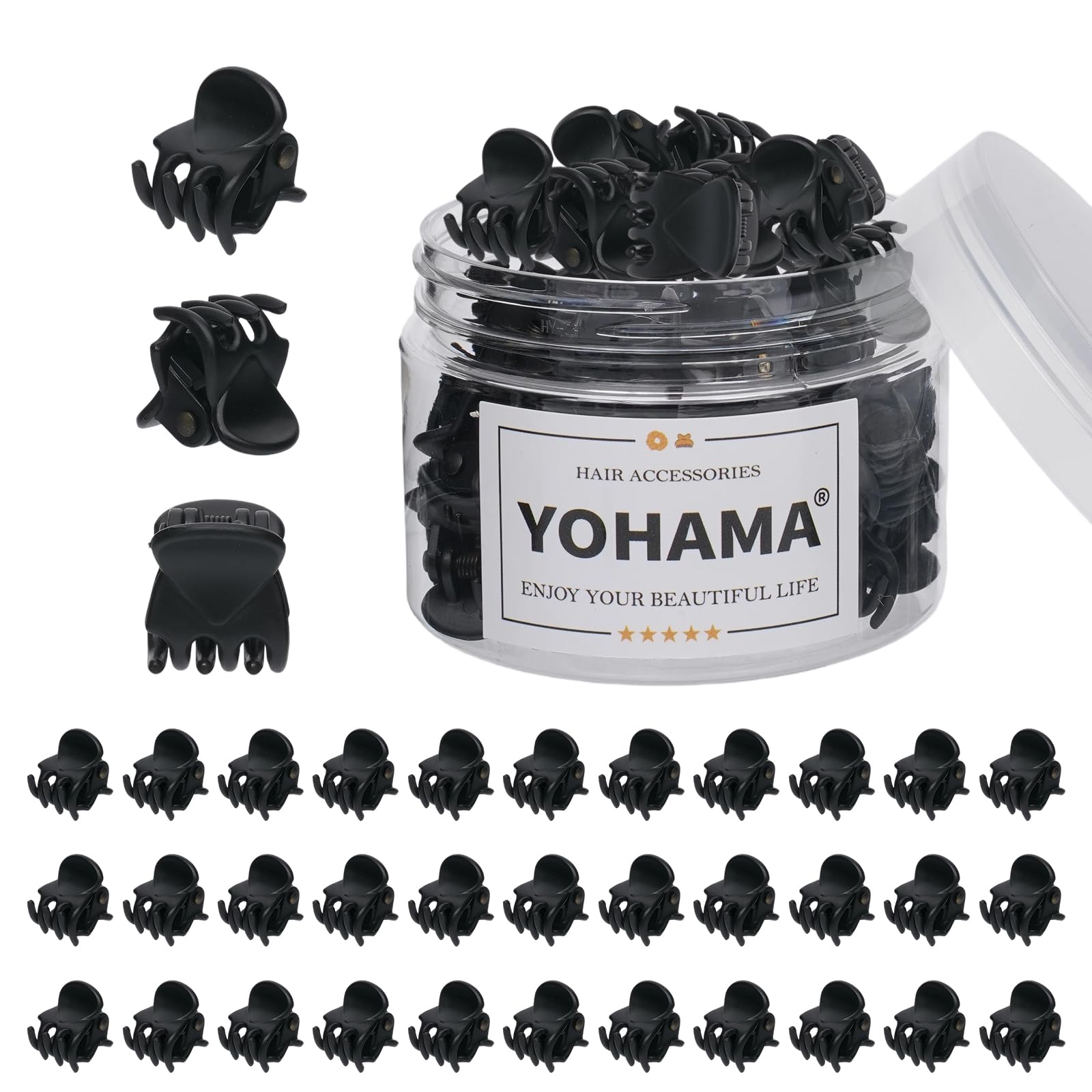 YOHAMA front packaging showing 36 black mini clips for bulk savings