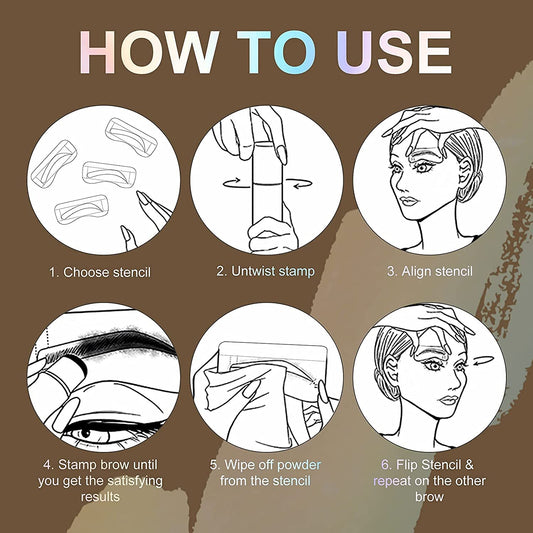 YOIHOJET ten reusable stencils displayed to choose brow shapes easily