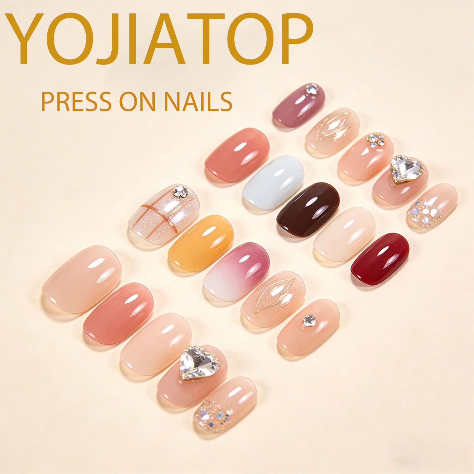 YOJIATOP nails beside coin for scale showing compact sizes and easy fit benefit
