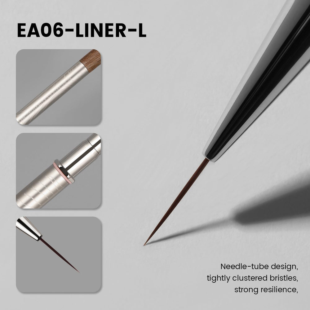 YOKE FELLOW EliteAlly brush creating long thin stripe on nail for clean design