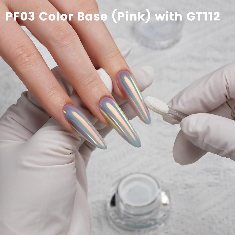 YOKE FELLOW applied on dark nails showing orange to green metallic chameleon shift