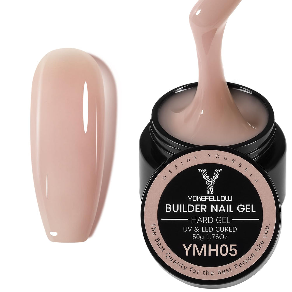 YOKE FELLOW jar front showing light apricot nude shade and large 50g capacity benefit