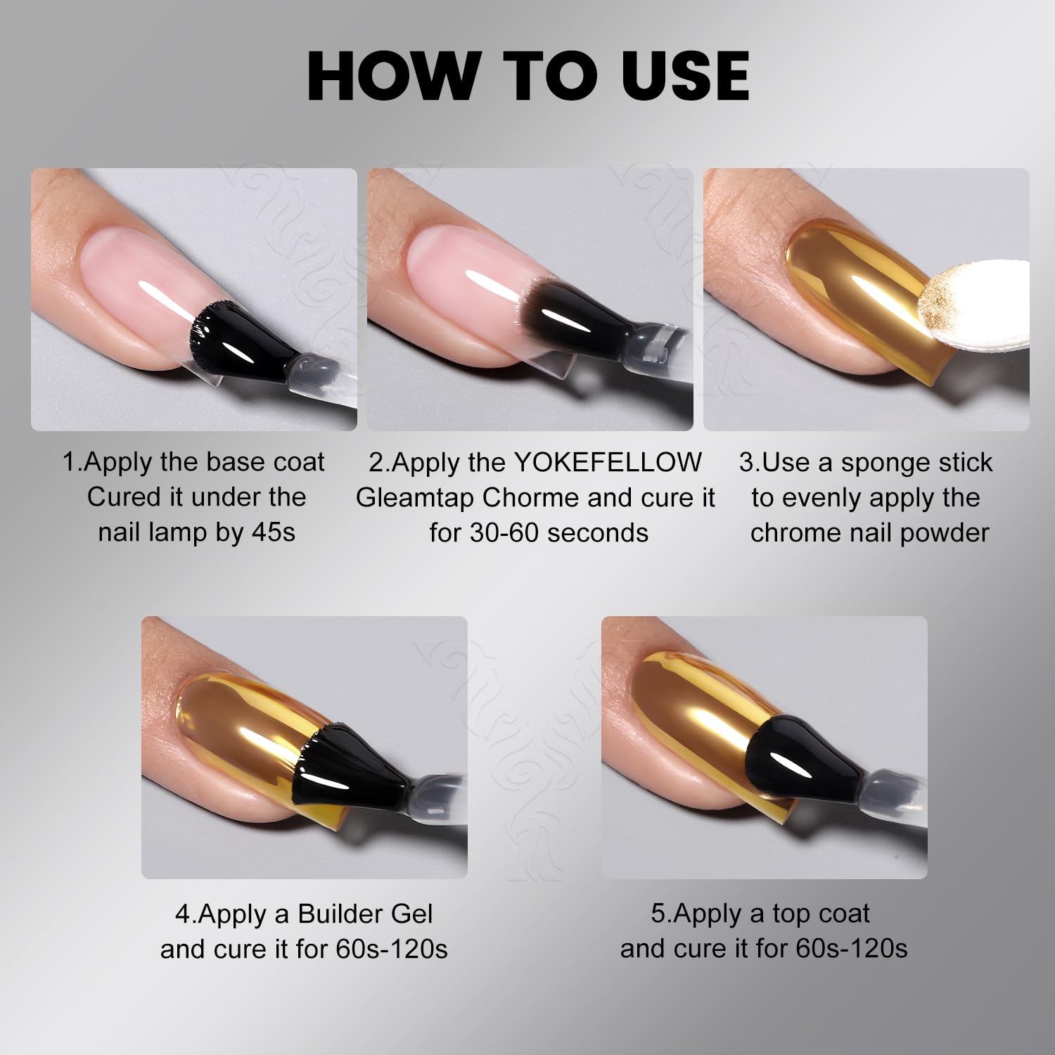 YOKE FELLOW lifestyle mirror nails photographed on hand showcasing salon-quality results