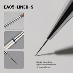 YOKE FELLOW brush creating thin stripe on nail demonstrating fine line control