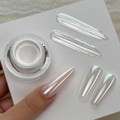 YOKE FELLOW finished manicure in salon setting showcasing dreamy pearl finish
