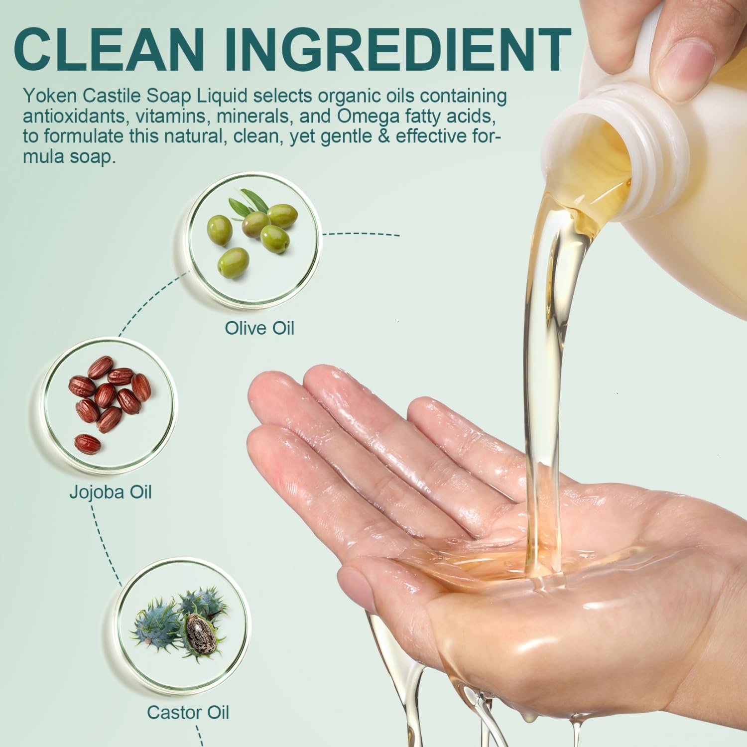 Yoken liquid texture close-up highlighting creamy gentle lather