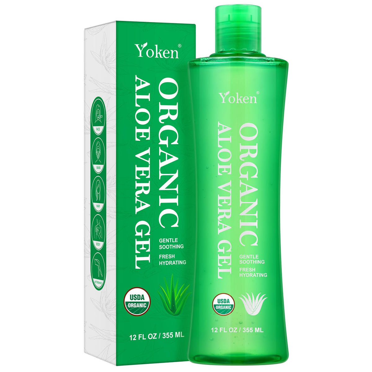 Yoken front packaging 12oz bottle showing size and flip-cap for easy dispensing