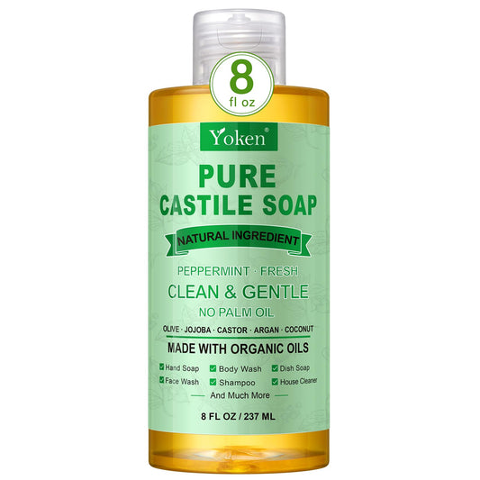 Yoken peppermint castile soap front packaging showing clean design and benefits