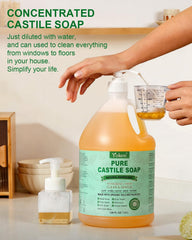 Yoken soap being poured for dilution showing concentrated refill benefit